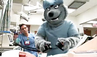 Loyola's mascot tries out a career as an ER doctor