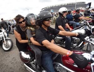 Motorcyclists start out on the annual Charity Run and Motorcycle Raffle on Sunday, May 31, 2015.